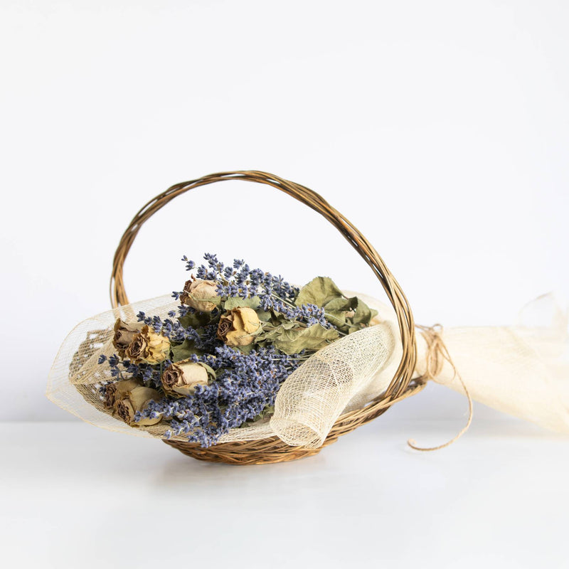 Hunter Lavender Farm Dried Lavender and Rose Bouquet Basket