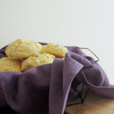 Hunter Lavender Farm 100% linen tea towel with scones