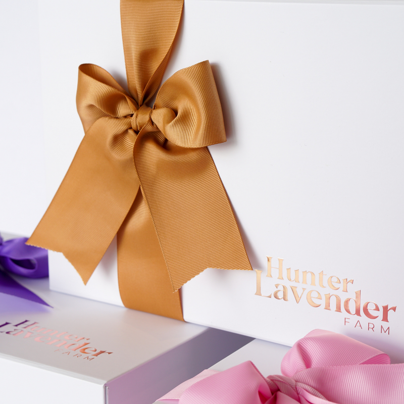 Hunter Lavender Farm Lavender Gift Box with various ribbon options